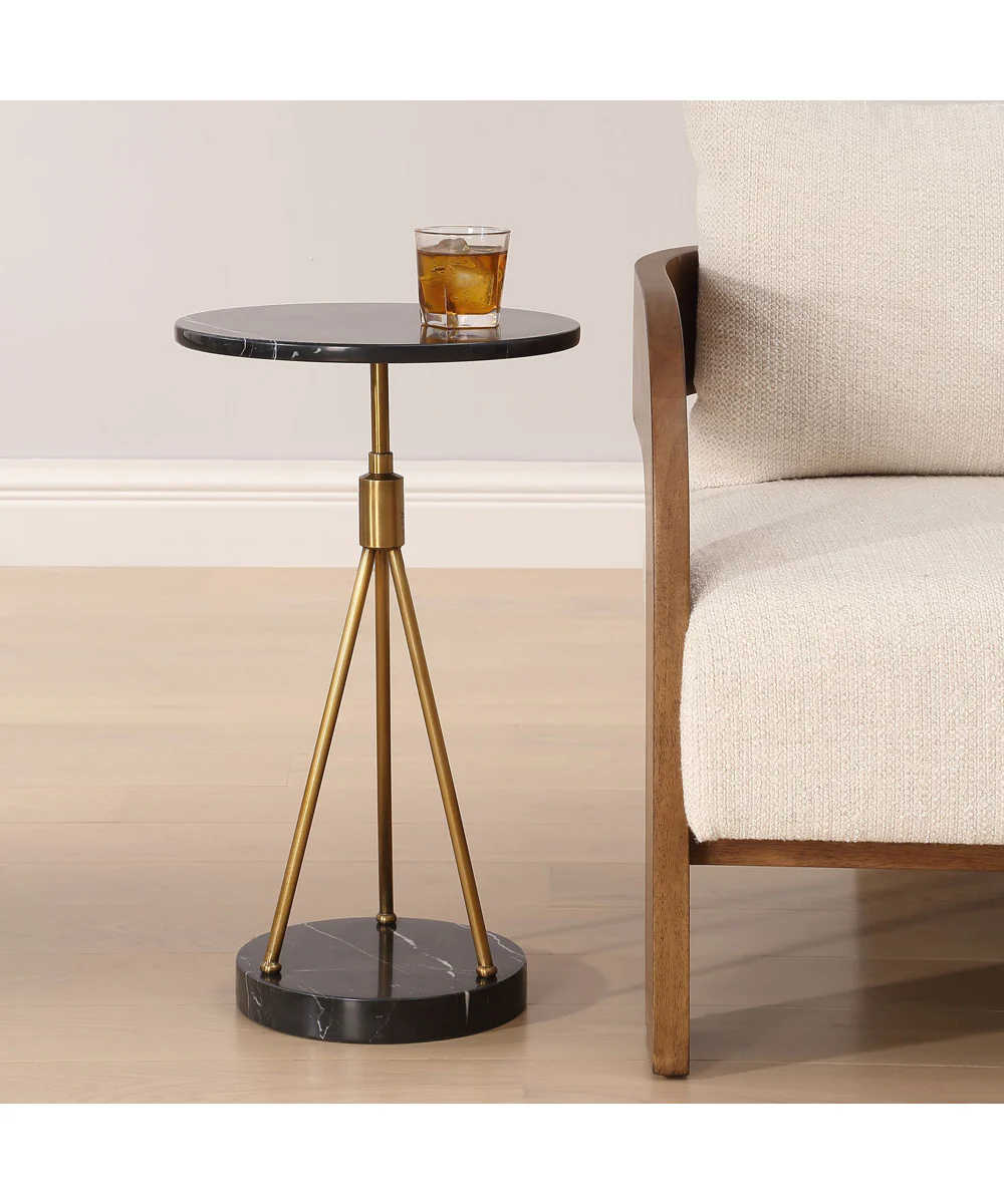 Rosston Black Marble Accent Table - Image 2