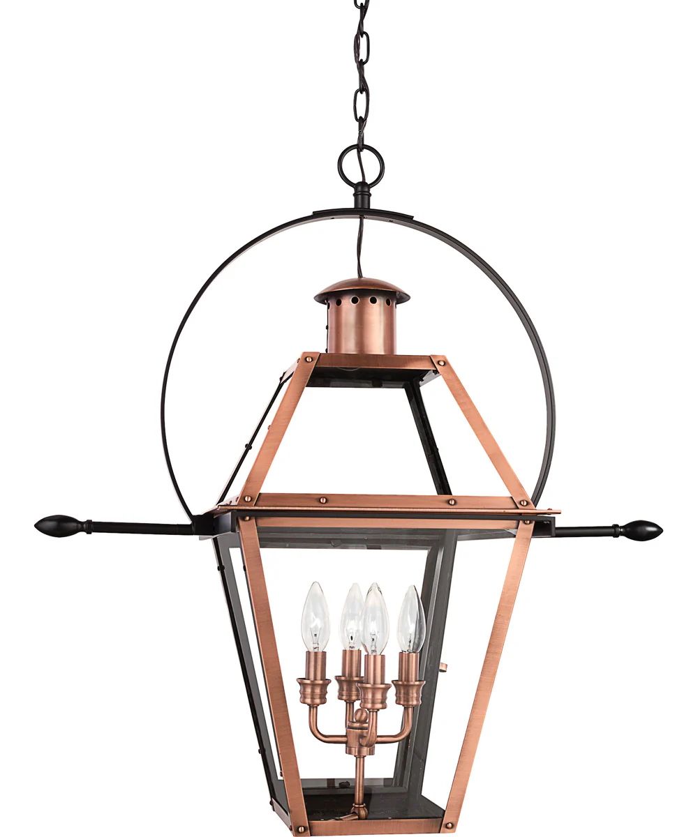 Rue De Royal Extra Large 4-light Outdoor Pendant Light Aged Copper