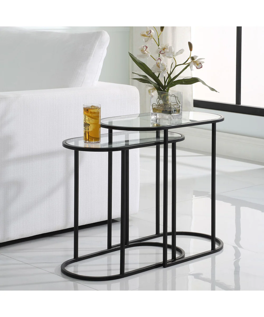 Set of 2 Iron Nesting Tables in Matte Black - Image 2