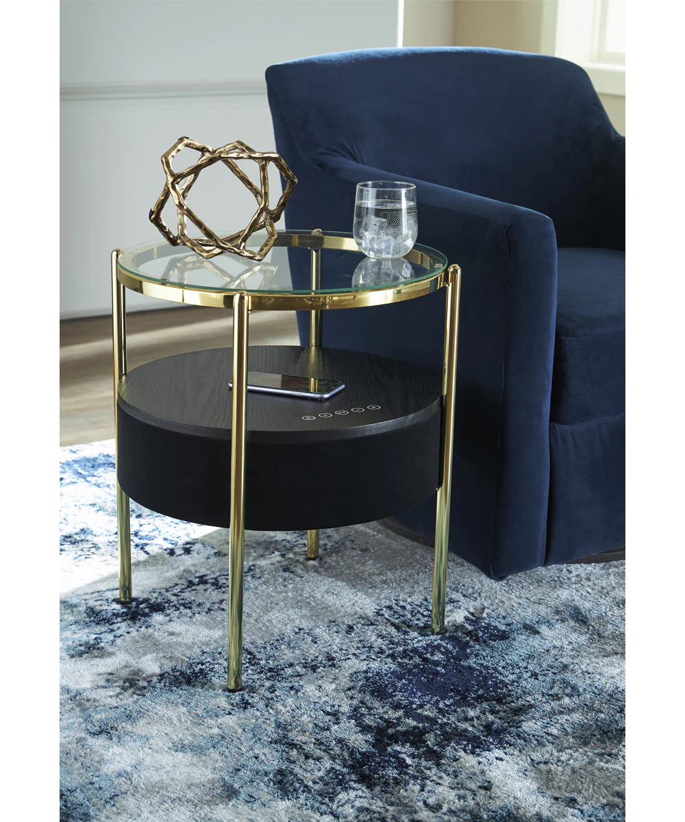 Nedman Accent Table with Speaker Black/Gold - Image 2