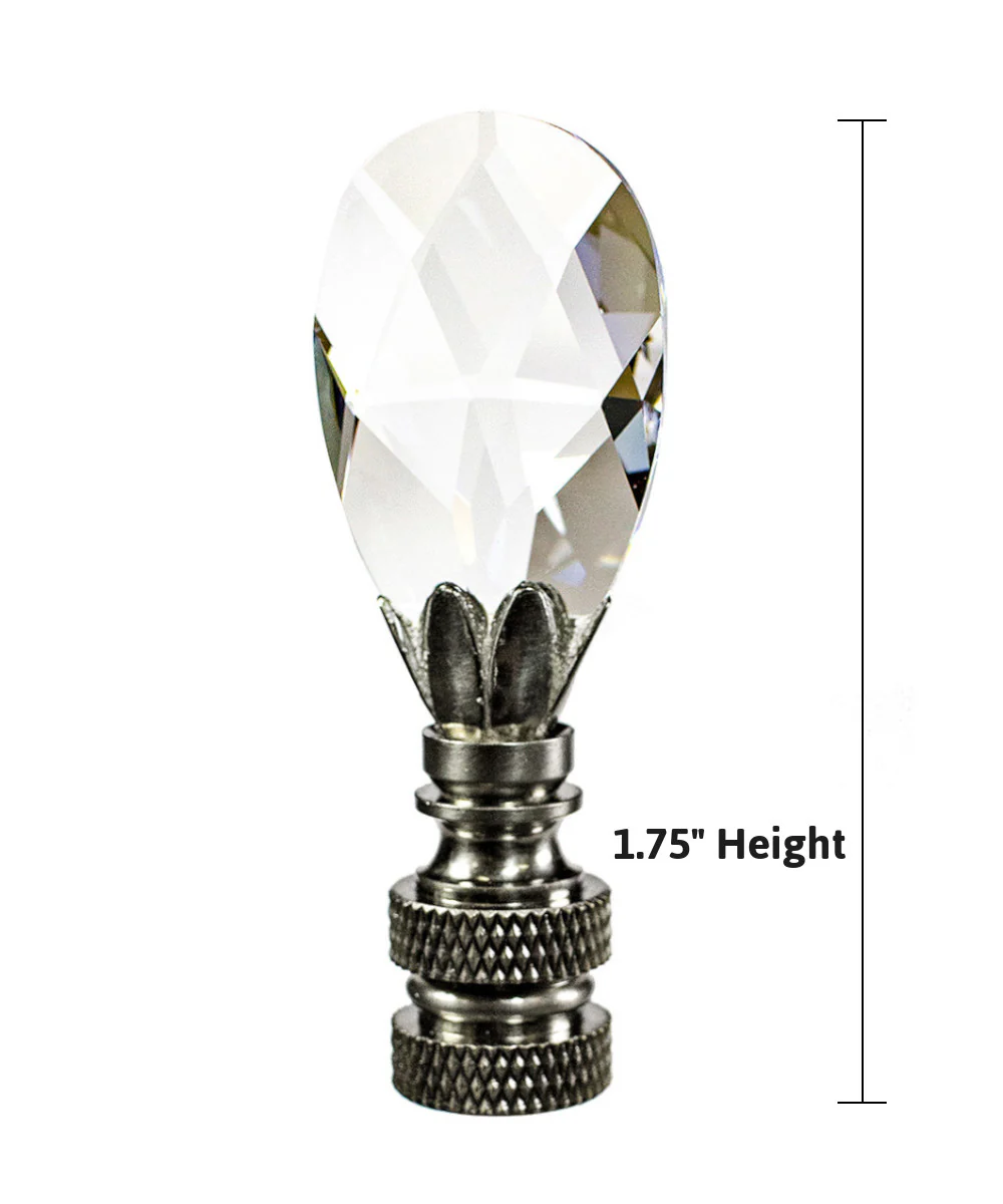 Stephanov Crystal Small Teardrop Ceiling Fan Pull, 2.5"h with 12" Nickel Brass Chain - Image 3