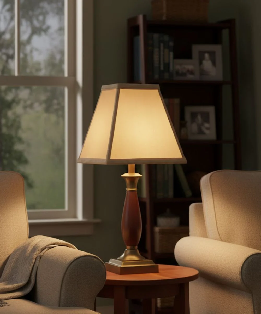 4x8x7 Tan Silk Shantung Tapered Square Hardback Lampshade - Image 2
