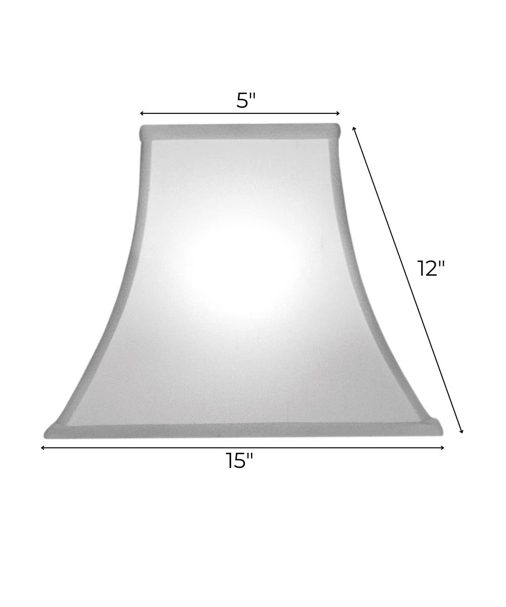 5x15x12 Off White Silk Shantung Square Bell Hardback Lampshade - Image 3