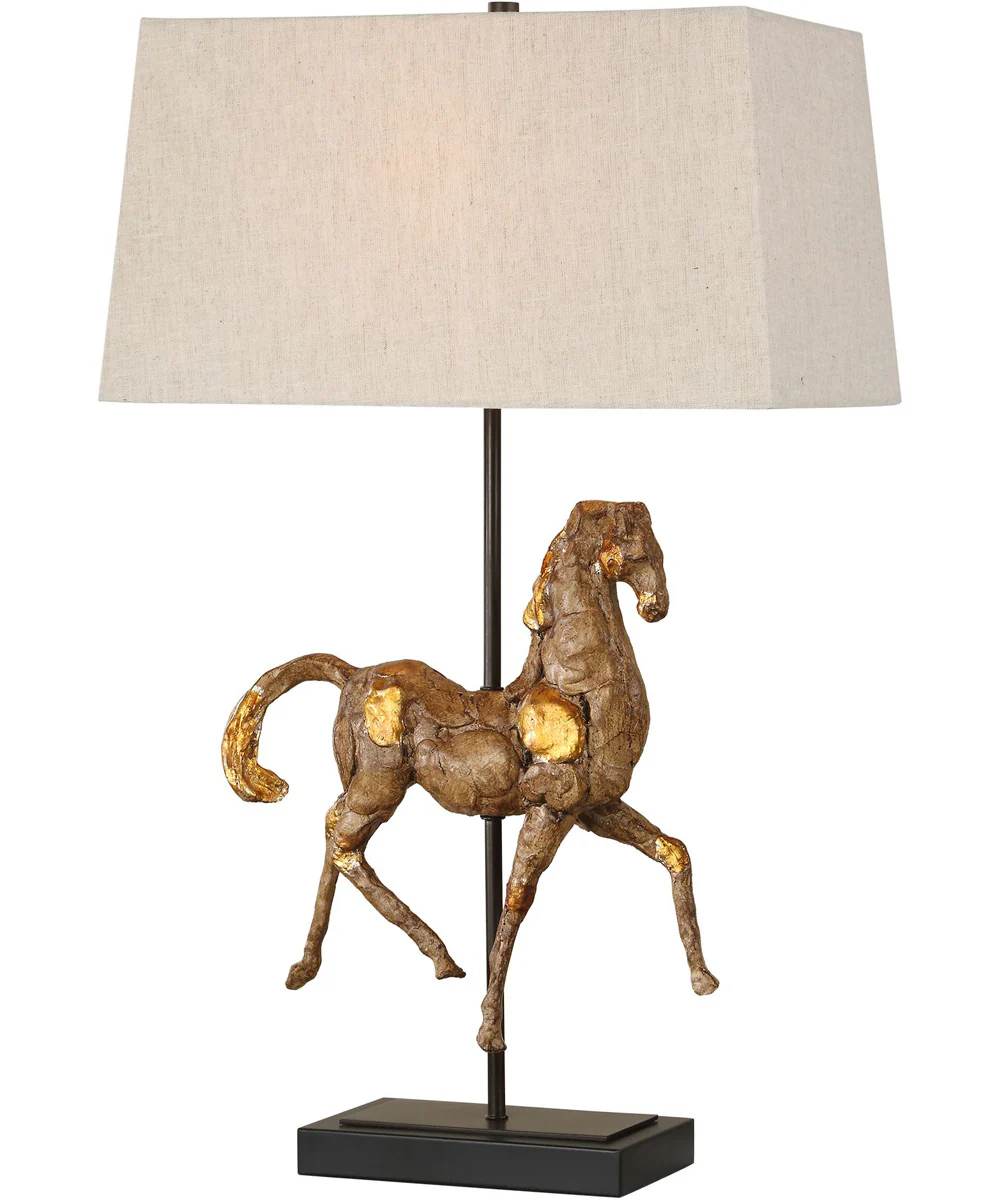 Table Lamp with Black Base and Aged Brown with Gold Accents - Image 6