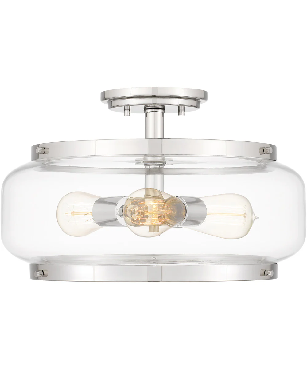Tapley 3-light Semi Flush Mount Polished Nickel - Image 4