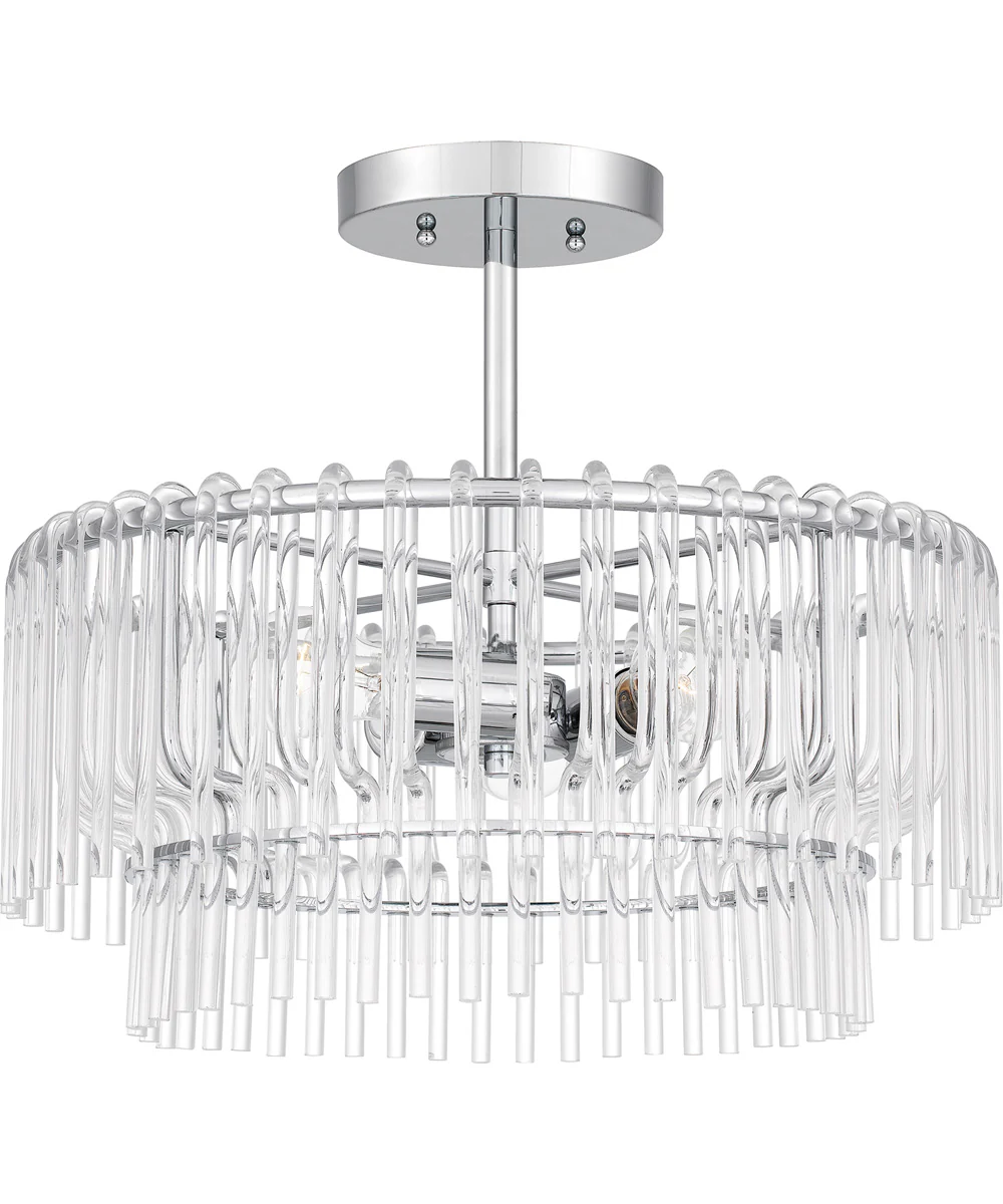 Tayshia Large 3-light Semi Flush Mount Polished Chrome