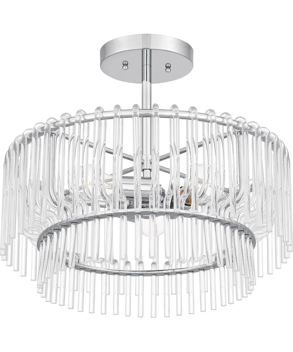 Tayshia Large 3-light Semi Flush Mount Polished Chrome - Image 4