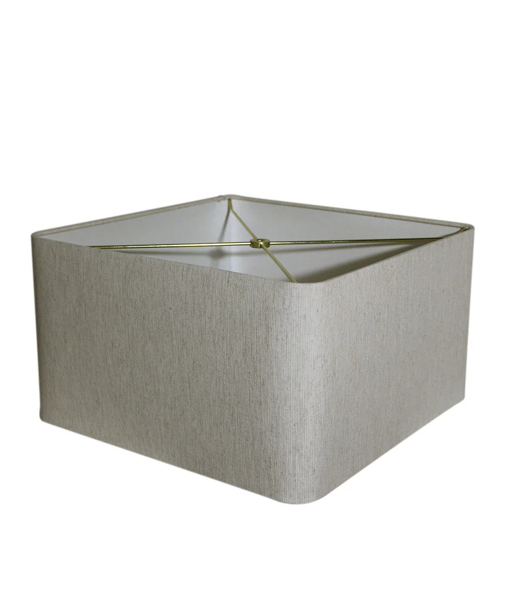 12x12x8 Rounded Corner Premiere Hardback Shallow Square Drum Lampshade Textured Oatmeal - Image 3
