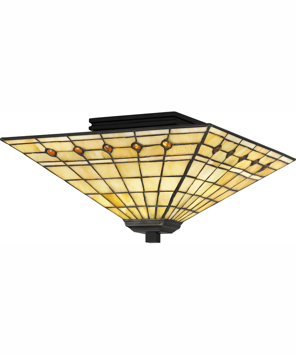 Tiffany Medium 2-light Flush Mount Matte Black - Image 2
