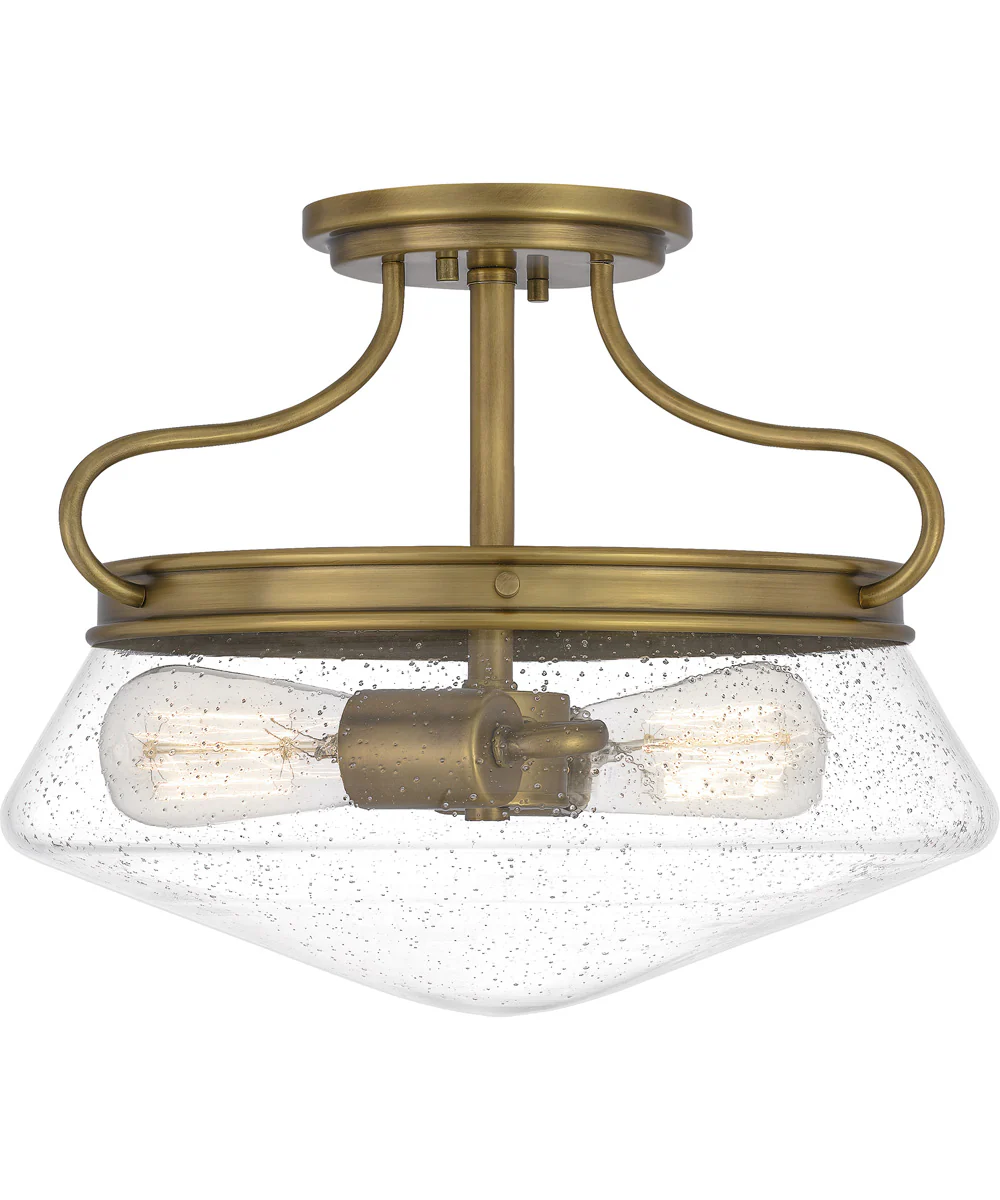 Tucker 2-light Semi Flush Mount Weathered Brass - Image 2