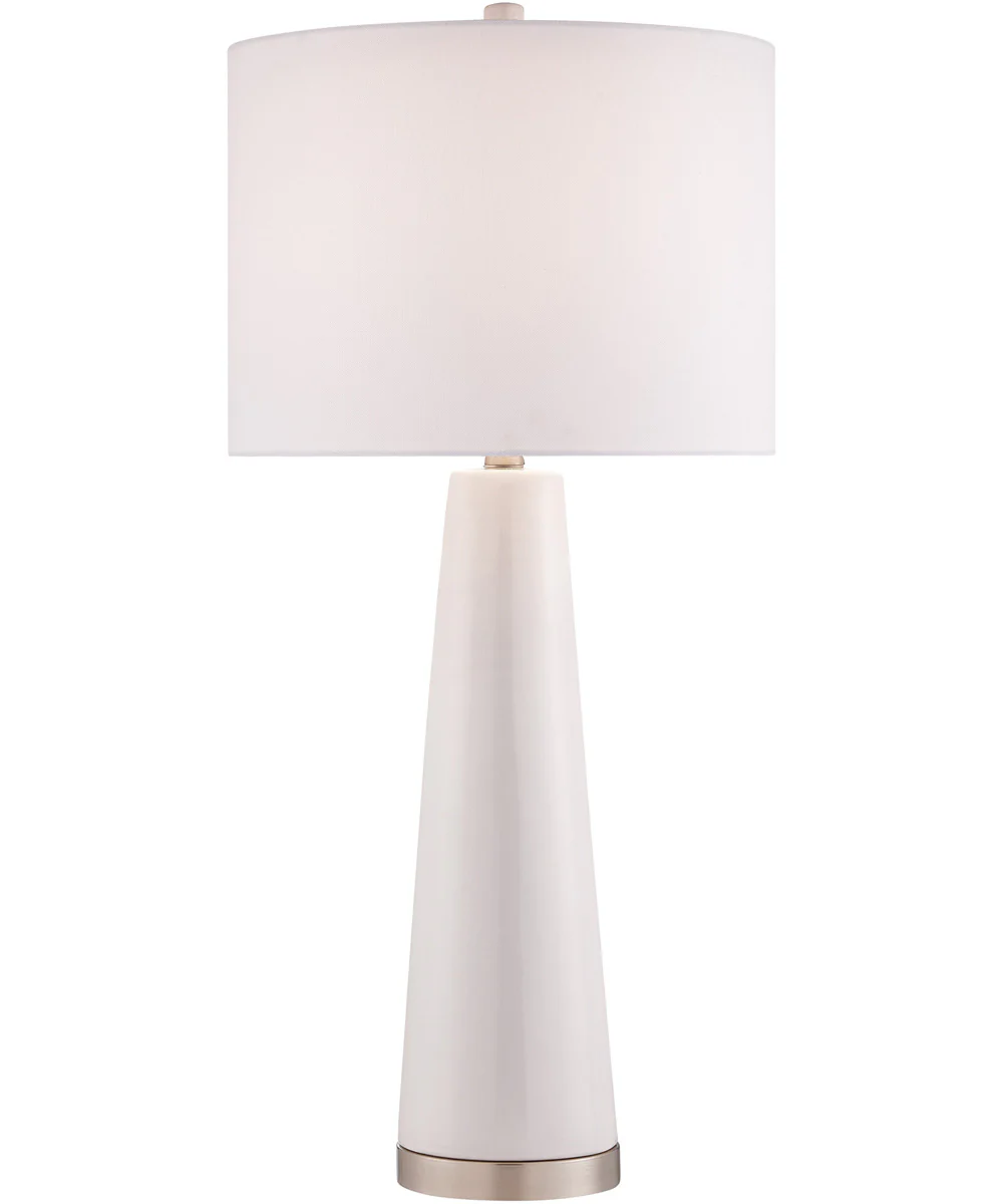 Tyrone 1-Light Table Lamp White Ceramichrome/ White Fabric Shade