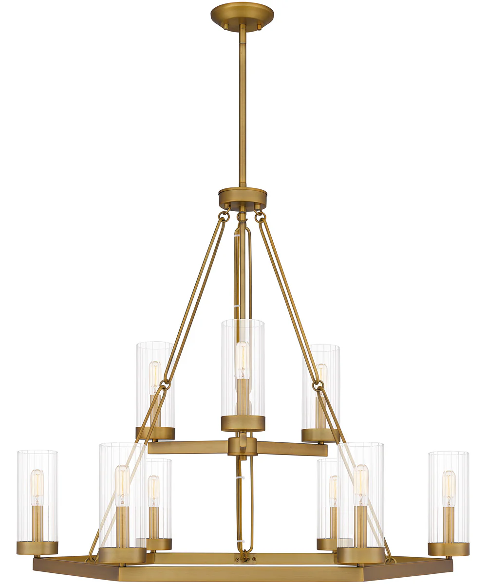Valens 9-light Chandelier Aged Brass
