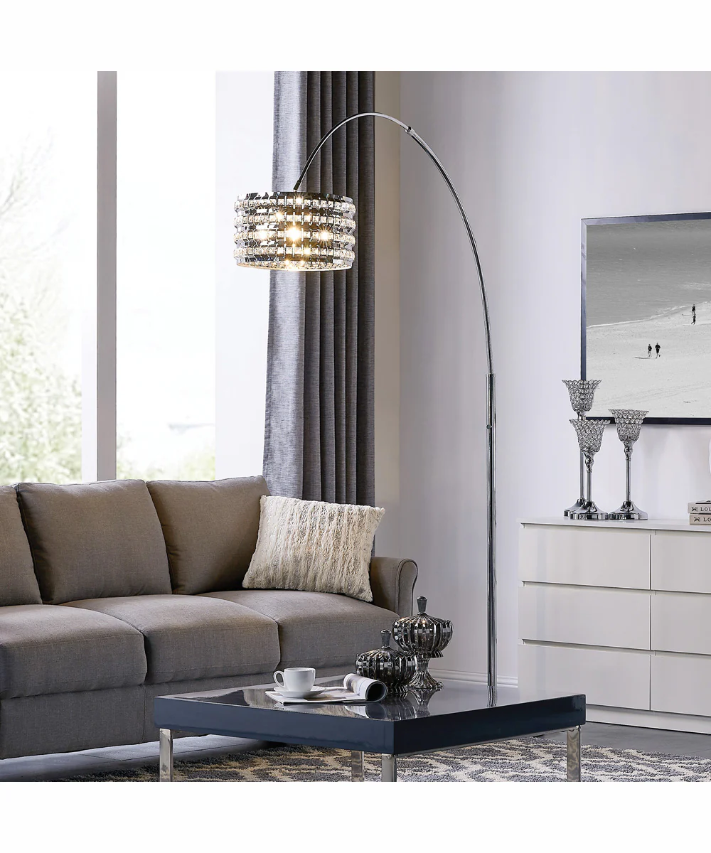 Valerie 1-Light Arch Lamp Chrome/Stainless Steel/Crystal - Image 4