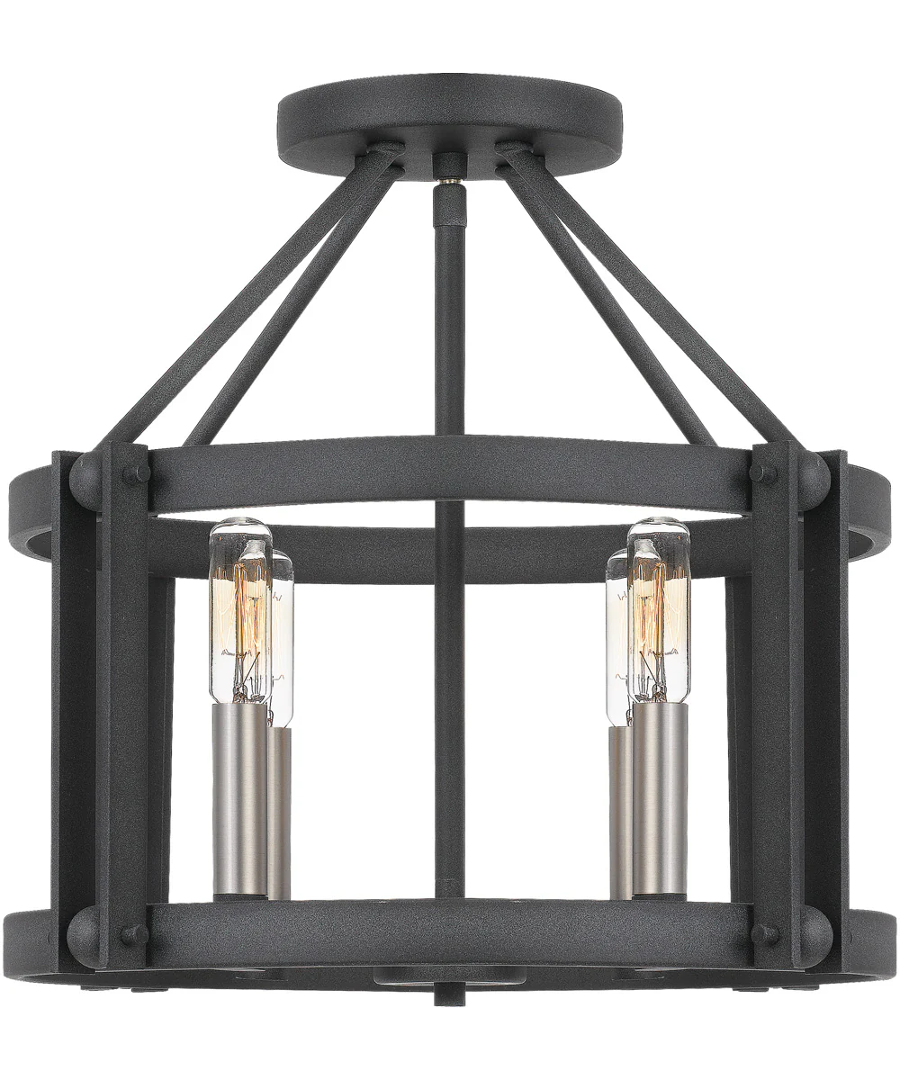 Victor 4-light Semi Flush Mount Mottled Black - Image 5