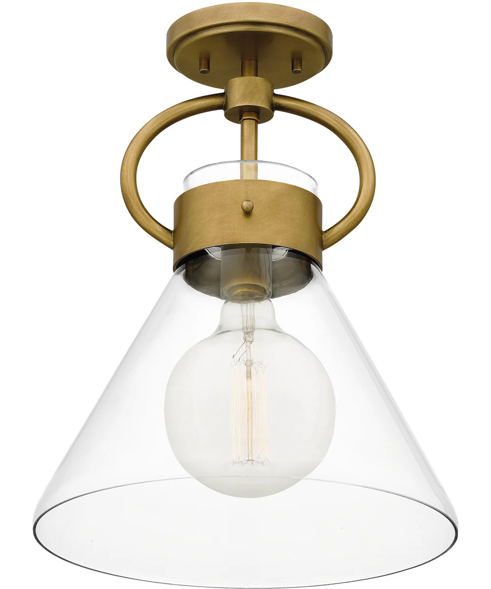 Webster 1-light Semi Flush Mount Weathered Brass - Image 5