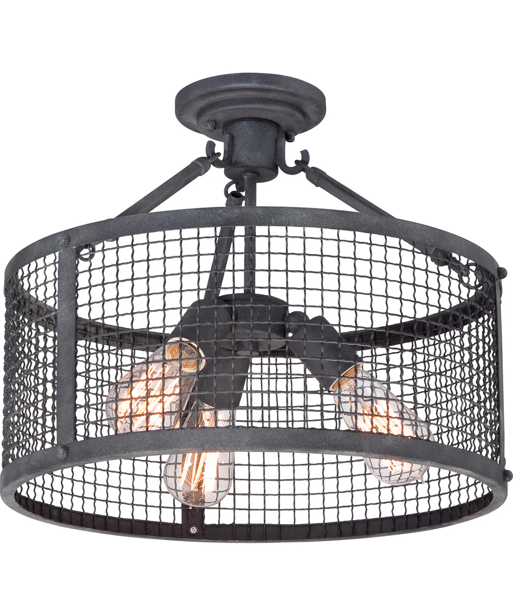 Wilder Large 3-light Semi Flush Mount Mottled Black - Image 5