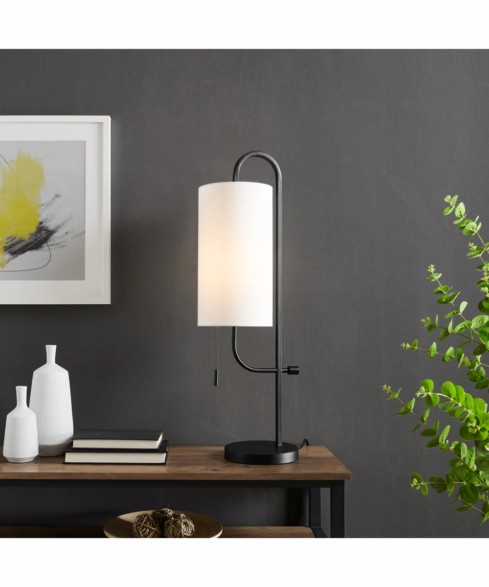 Xandra 1-Light Table Lamp Black/Off White Fabric Shade - Image 3