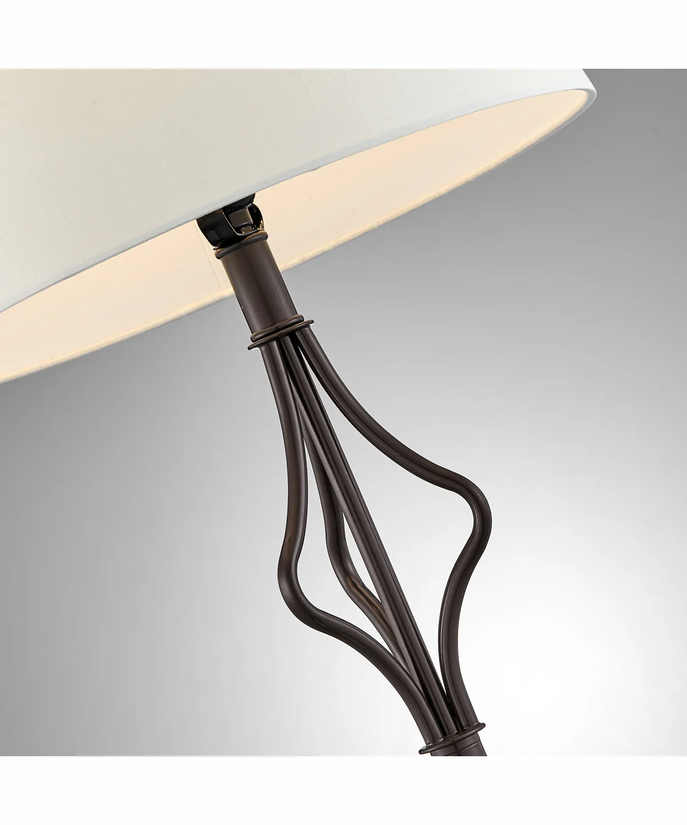 Yaella 1-Light 3Pcs Floor & Table Lamp Set D. Bronze/Fabric - Image 3